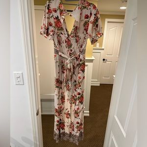 Shorts floral romper with long over skirt